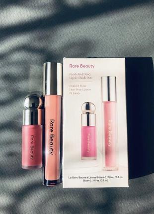 Rare beauty fresh and dewy lip &amp; cheek duo набор жидкие румяна и блеск для губ