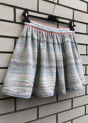 Полосатая жаккардовая твидовая юбка мини в этно бохо стиле хлопок zara7 фото