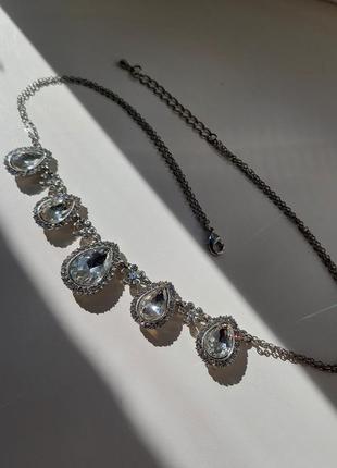 Підвіска кулон кольє прикраса на шию з білим камінням медсплав не темніє