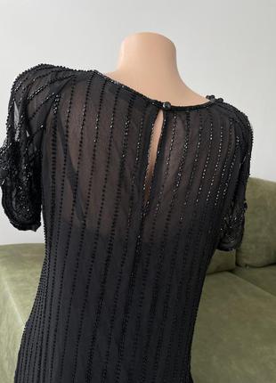 Черное платье с бисером прямая гетсби чикаго платья вечернее3 фото