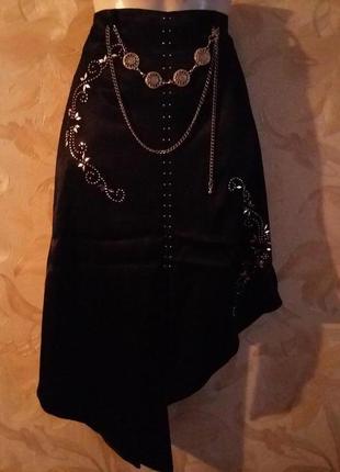 Шикарная молодежная атласная  стрейчевая юбка