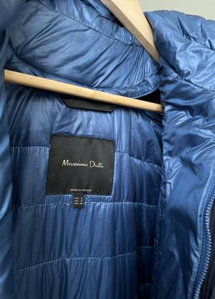 Синя парка куртка пальто масімо дуті з капюшоном темно синя стьобана2 фото