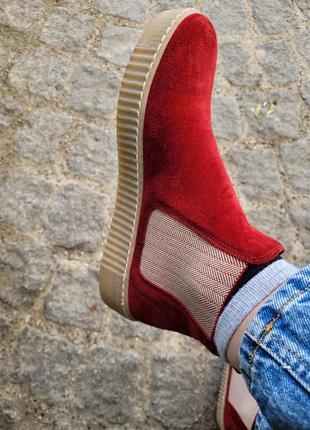 Ботинки ботинки замшевые челси красные gabor 39 размер10 фото