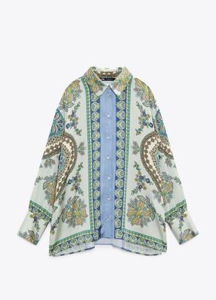 Zara коллекция 2022 стильная рубашка в принт2 фото