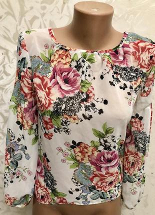 Стильная модная блуза цветы яркая цветочный принт