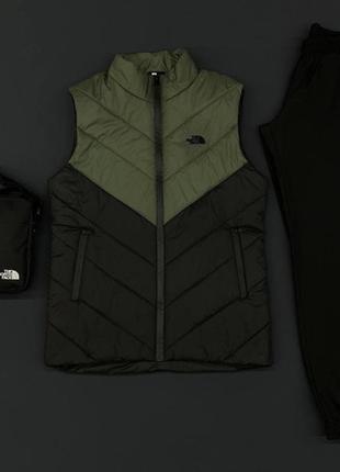 Мужской спортивный костюм the north face жилетка + штаны + борсетка6 фото