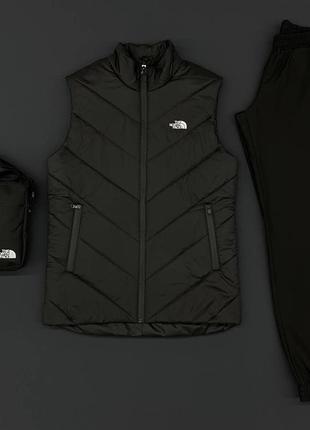 Мужской спортивный костюм the north face жилетка + штаны + борсетка2 фото