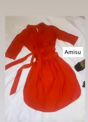 Красное морковное платье1 фото
