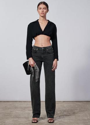 Джинси zara mid waist straight jeans