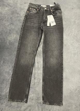 Джинси zara mid waist straight jeans5 фото