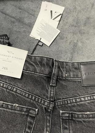 Джинси zara mid waist straight jeans10 фото