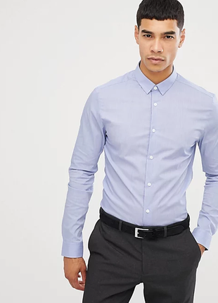 Блакитна сорочка з попліну