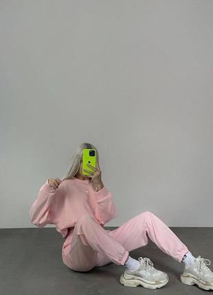 Женский розовый барби костюм спортивный костюм найк nike свитшот + брюки тренд 20233 фото