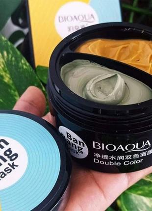 Подвійна крем-маска для очищення комбінованої шкіри bioaqua ban bang mask double color, 50 г+50 г