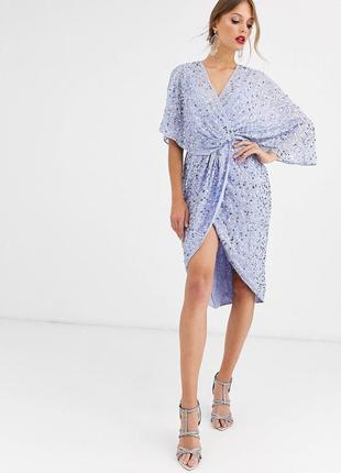 Сукня-кімоно міді з перекрученим оздобленням6 фото