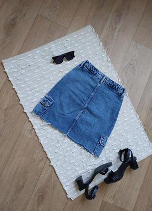 Мега стильная джинсовая мини юбка4 фото