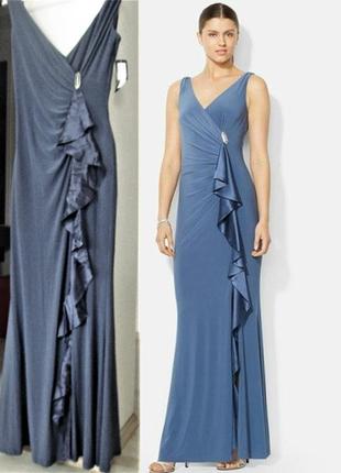 Ralph lauren вечернее платье макси на запах с каскадным воланом "8" usa на 46-48