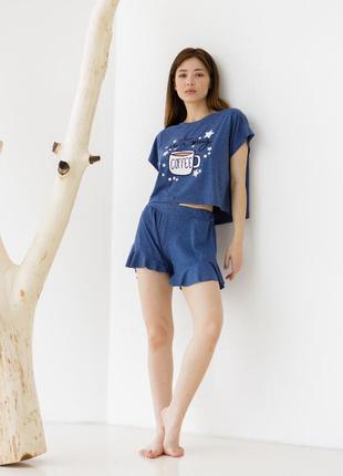 Женская пижама с шортами и укороченным топом 90425 размер s, m, l, xl2 фото