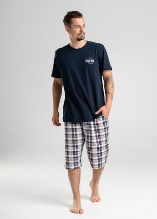 Мужская пижама с шортамив клеточку 93909 размеры 2xl, 3xl, 4xl, 5xl