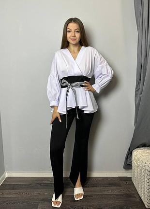 Костюм брючний з блузою з v-подібним вирізом modna kazka mkad3251-7