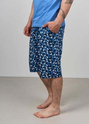 Мужская пижама с шортами синий 93343 размеры m, l, 2xl3 фото