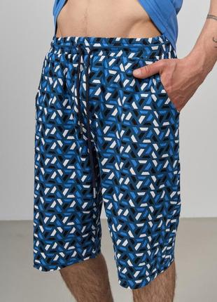 Мужская пижама с шортами синий 93343 размеры m, l, 2xl5 фото