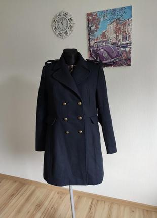 Шерстяное двубортое пальто h&m размер 14/42/л2 фото