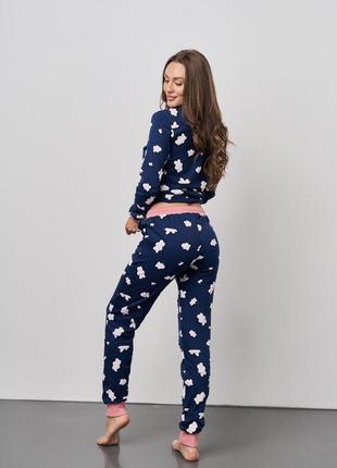 Пижама женская со штанами интерлок тучки 96593 размеры s, m, l, xl2 фото