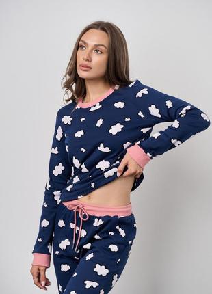 Пижама женская со штанами интерлок тучки 96593 размеры s, m, l, xl3 фото