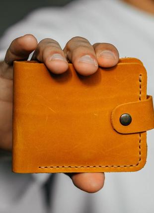 Кошелек кожаный мужской "монреаль" рыжий 10х9 см