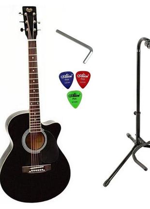 Набір акустична гітара bandes ag-851c bk 39 + стійка + медіатори