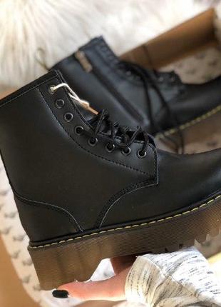 Dr. martens jadon black/brown зимние ботинки на платформе кожа/мех7 фото