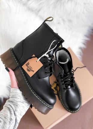 Dr. martens jadon black/brown зимние ботинки на платформе кожа/мех5 фото