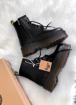 Dr. martens jadon black/brown зимние ботинки на платформе кожа/мех4 фото