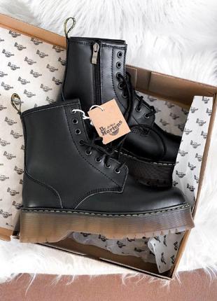 Dr. martens jadon black/brown зимние ботинки на платформе кожа/мех2 фото