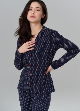 Пижама женская темно-синяя в мелкие сердечки 25222-4 размер  s, m, l, xl3 фото