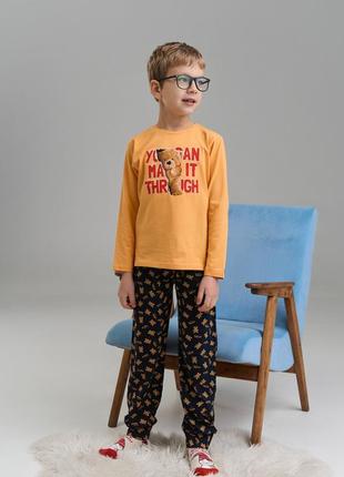 Пижама на мальчика со штанами мишка размер 3-4, 5-6, 7-8