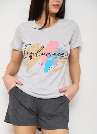 Женская пижама футболка с шортами influencer 90501 размер s, m, l, xl3 фото