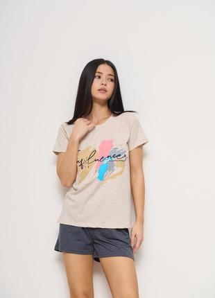 Женская пижама футболка с шортами influencer 90501 размер s, m, l, xl2 фото