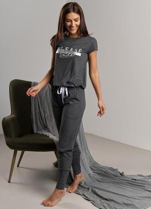 Піжама жіноча зі штанами і футболкою віскоза smile 90484 розміри s, m, l, xl