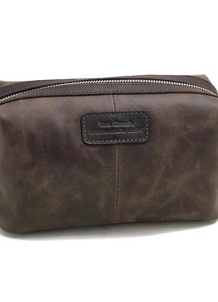 Косметичка (несесер) из натуральной кожи tom stone 064 br коричнева