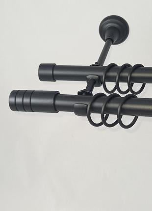 Карниз для штор orvit модуло металевий дворядний гладка труба кільце металеве чорний 19\19 мм 300 см