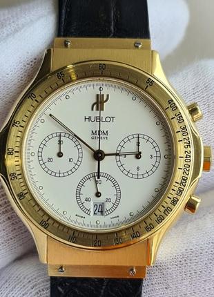 Золотий чоловічий годинник часы hublot mdm chronograph 1621.3 gold 18k