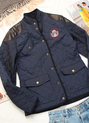 Синя стьобана куртка м 38 розмір lexington дорогого бренду люкс