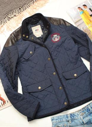 Синяя стеганая куртка м 38 размер lexington дорогого бренда люкс2 фото