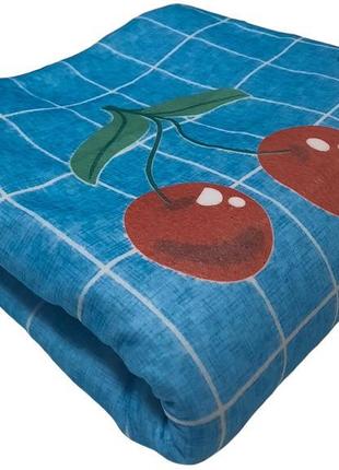 Электропростынь electric blanket 5714 150х160 см, голубая с вишнями - топ продаж!1 фото