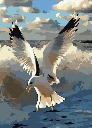 Картина по номерам чайка на море strateg 40х50 см (gs535) 3 уровень сложности 24 цветов