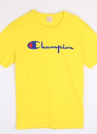 Оригинальная футболка champion premium reverse weave big logo t-shirt yellow