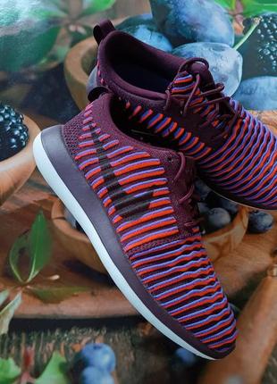 Оригинальные женские кроссовки nike roshe two flyknit бордовые 844929 601