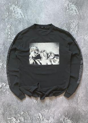 Obey обей s серый оригинальный лонг лонгслив свитшот кофта большое лого на груди vans carhartt stussy